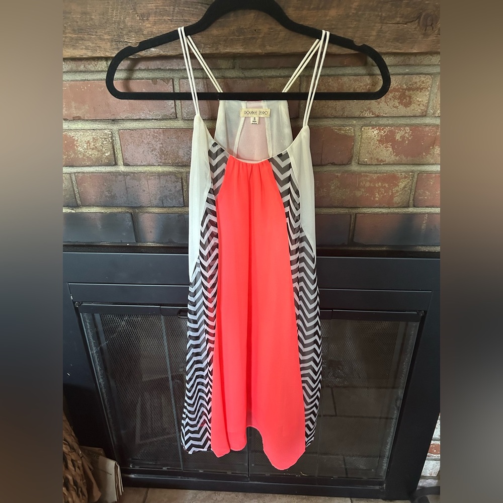 Double Zero Coral and Chevron Strappy Dress